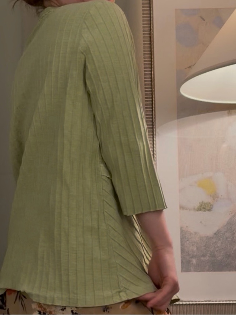 Light Green Ribbed Button-Up Cardigan - Picture 4 of 4